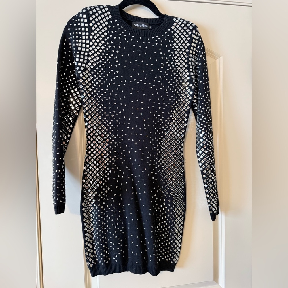 Retrofete Black Dress with Silver Accents